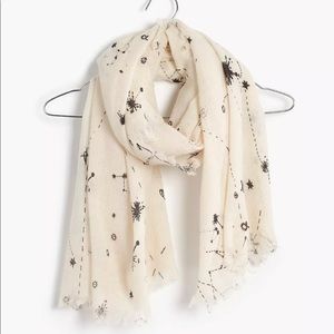 Madewell Cream Scarf with Black Star & Constellation Print